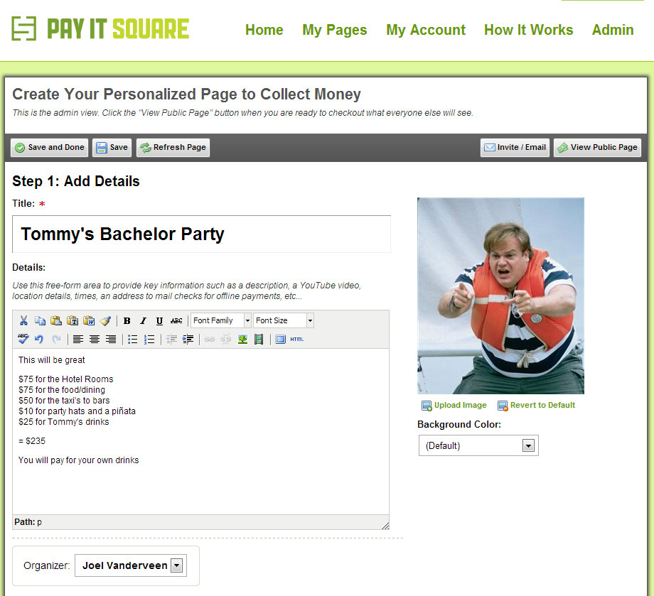 New Collect Money Page